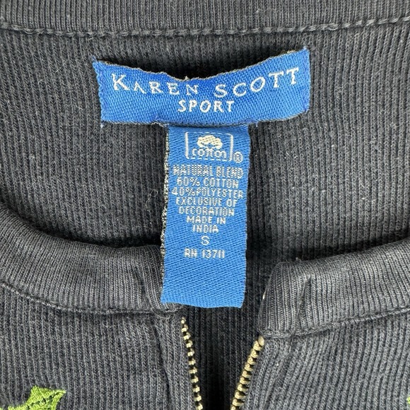 Karen Scott Sport Womens Small Christmas Gingerbread Embroidered Zip Up Cardigan - Picture 5 of 8